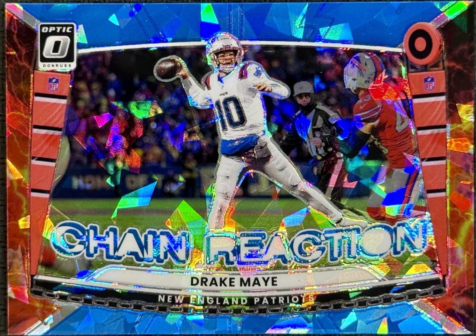 2025 Panini Donruss Optic Chain Reaction Drake Maye [Ice] #9 card