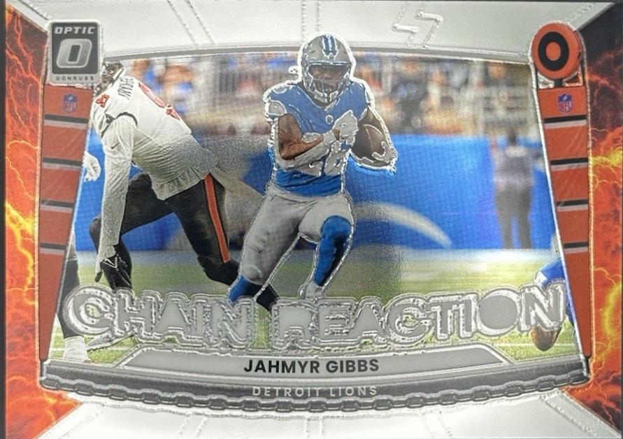 2025 Panini Donruss Optic Chain Reaction Jahmyr Gibbs #5 card