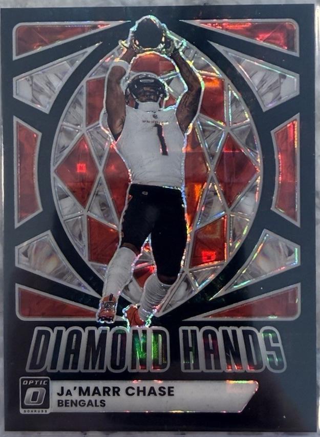2025 Panini Donruss Optic Diamond Hands Ja'Marr Chase [Black Pandora] #6 card