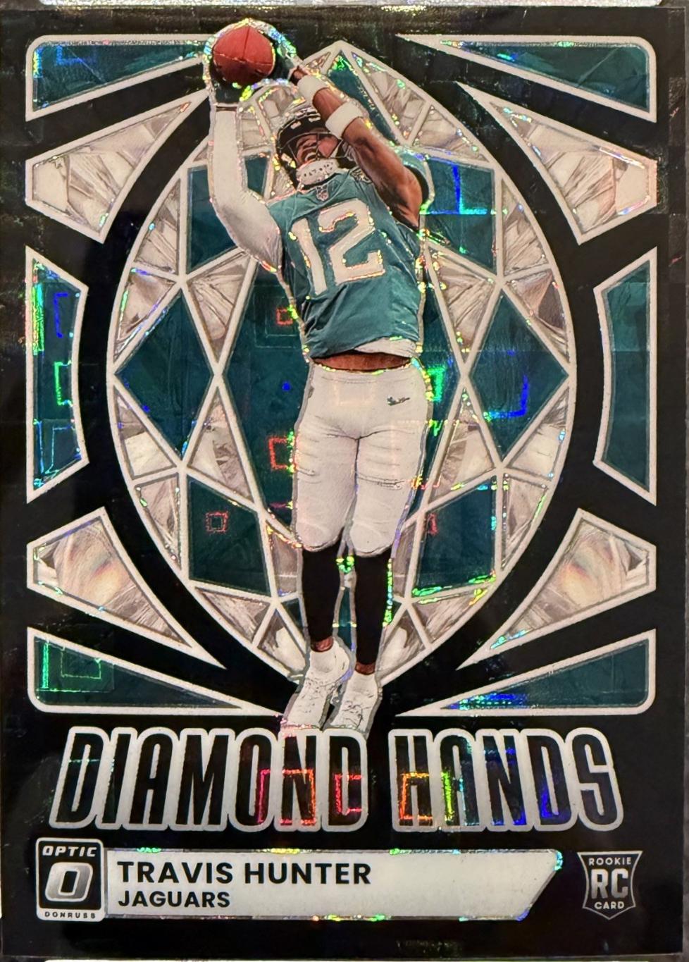 2025 Panini Donruss Optic Diamond Hands Travis Hunter [Black Pandora] #1 card