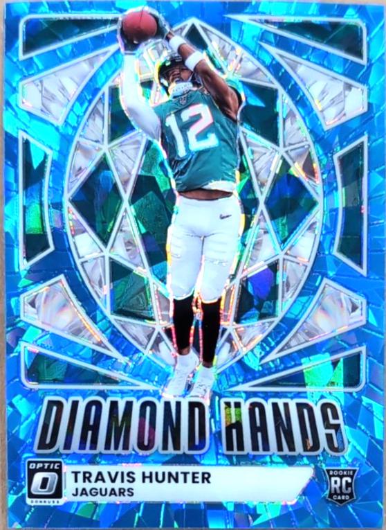 2025 Panini Donruss Optic Diamond Hands Travis Hunter [Ice] #1 card