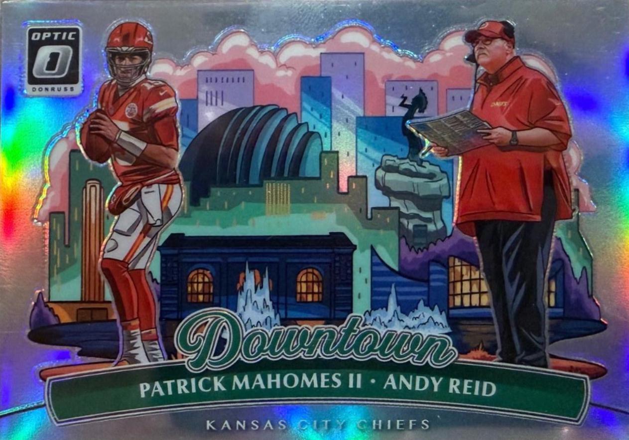 2025 Panini Donruss Optic Downtown Duo Andy Reid / Patrick Mahomes II #14 card