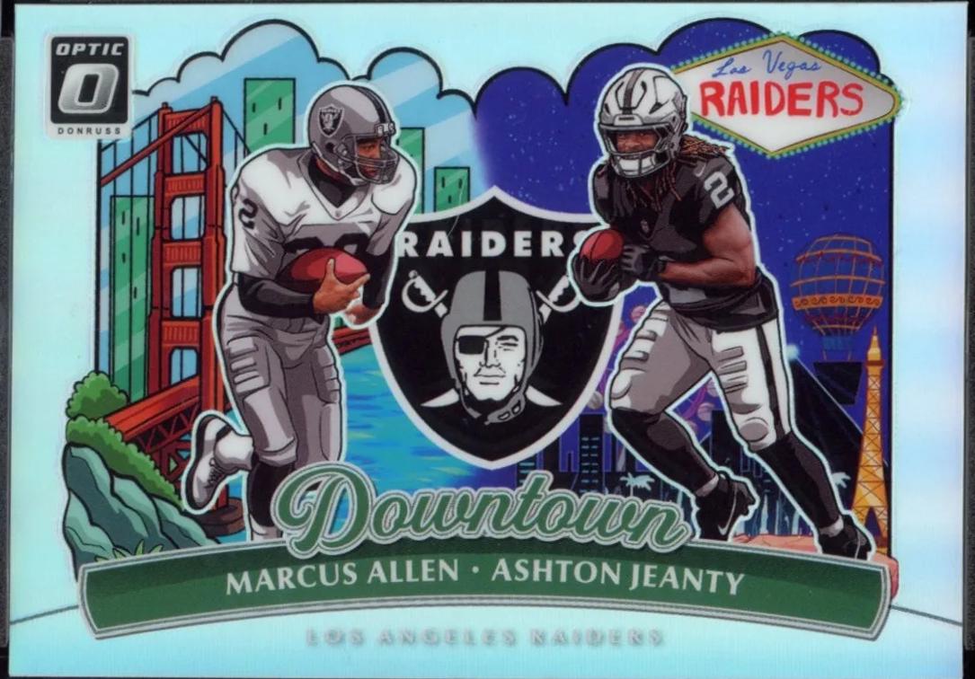 2025 Panini Donruss Optic Downtown Duo Ashton Jeanty / Marcus Allen #3 card
