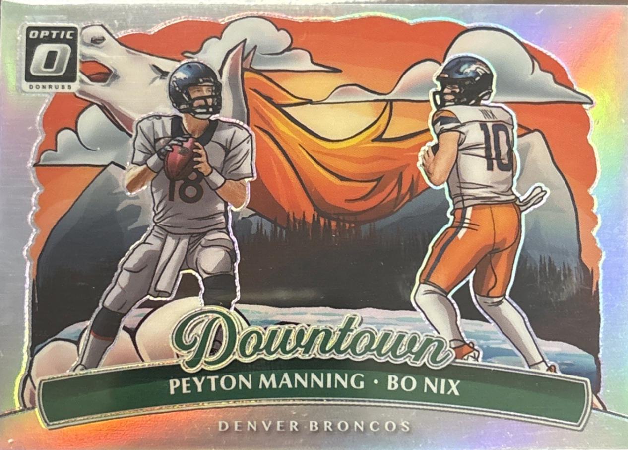 2025 Panini Donruss Optic Downtown Duo Bo Nix / Peyton Manning #5 card