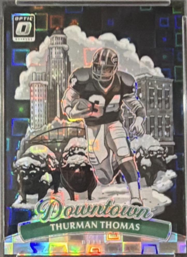 2025 Panini Donruss Optic Downtown Legends Thurman Thomas [Black Pandora] #5 card