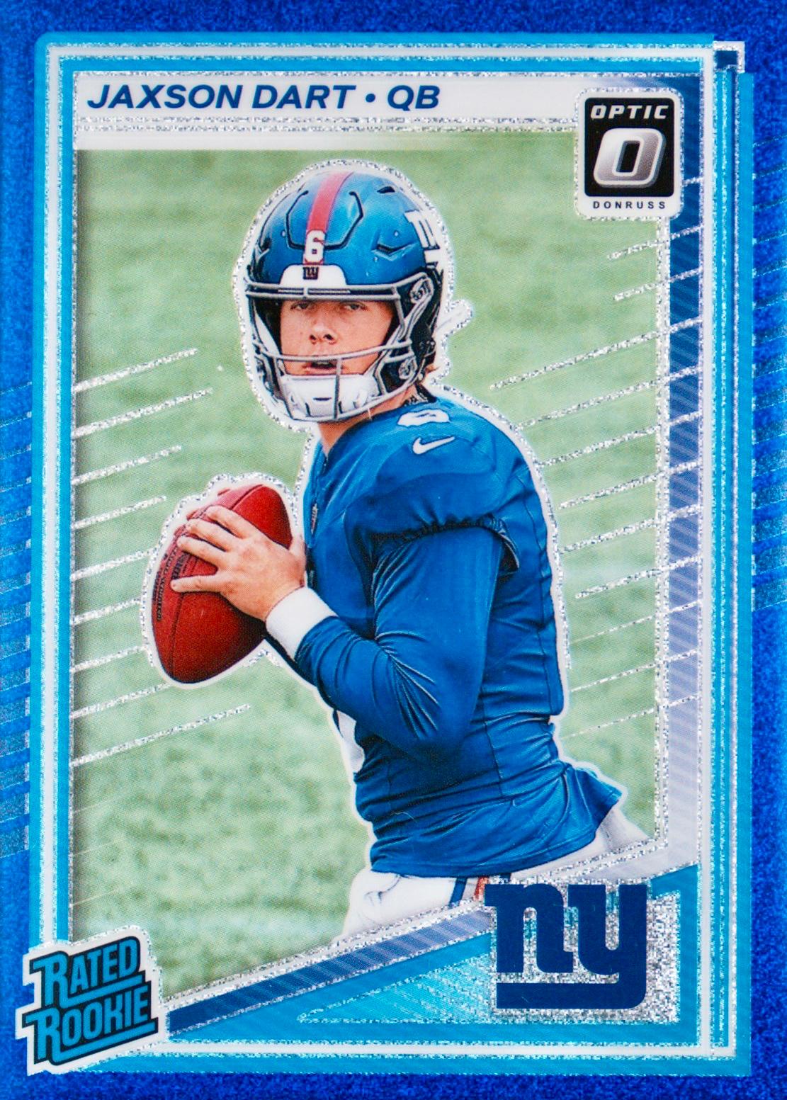 2025 Panini Donruss Optic Jaxson Dart [Blue Glitter] #273 card