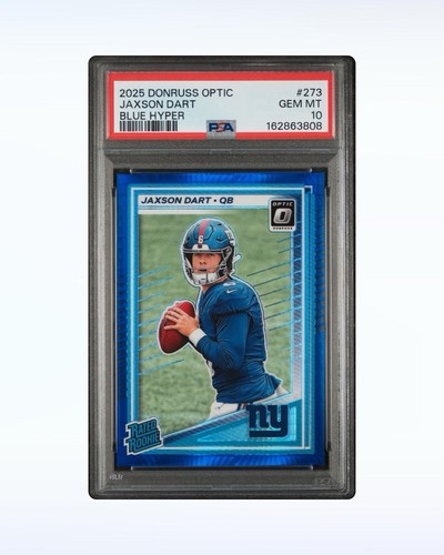 2025 Panini Donruss Optic Jaxson Dart [Blue Hyper] #273 card