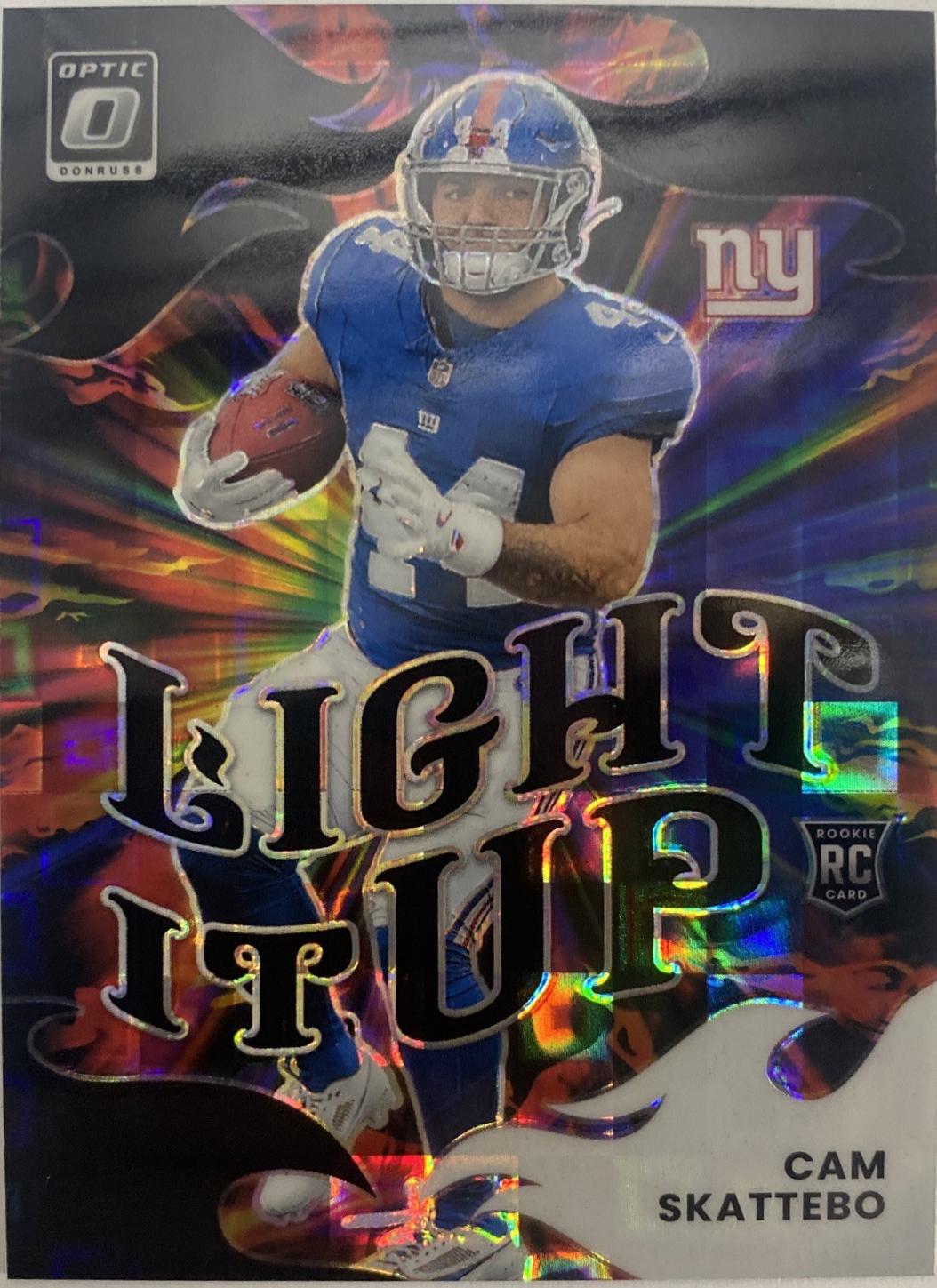 2025 Panini Donruss Optic Light It Up Cam Skattebo [Black Pandora] #5 card