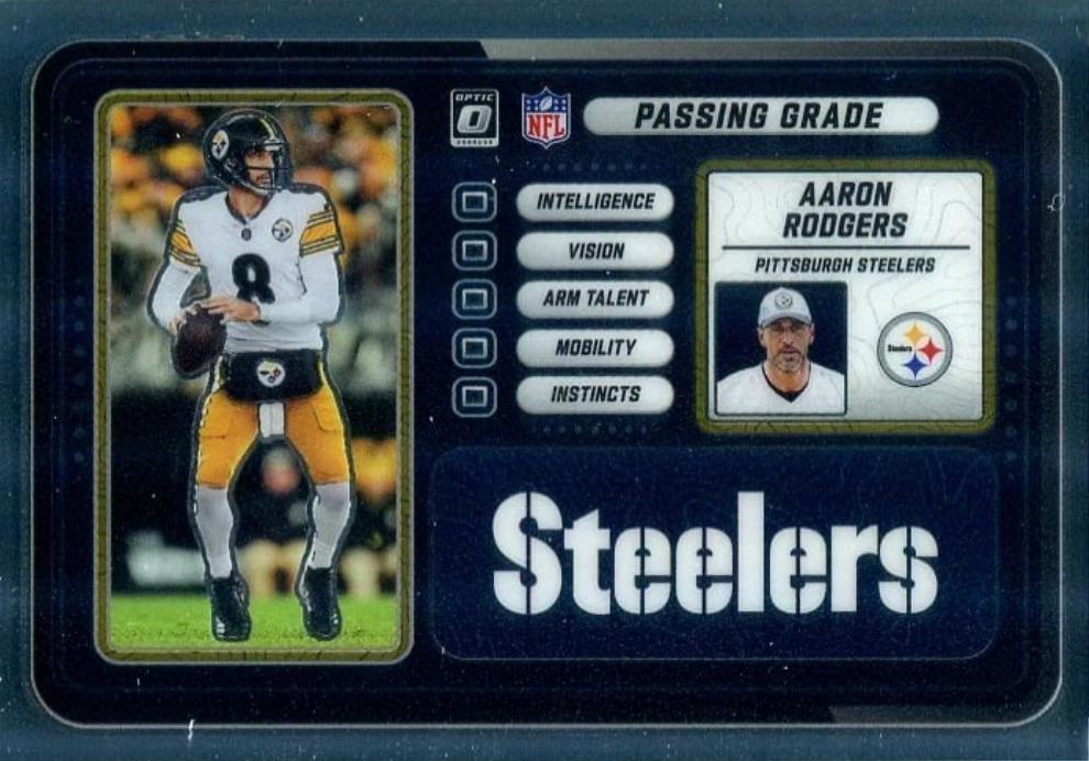 2025 Panini Donruss Optic Passing Grade Aaron Rodgers #8 card