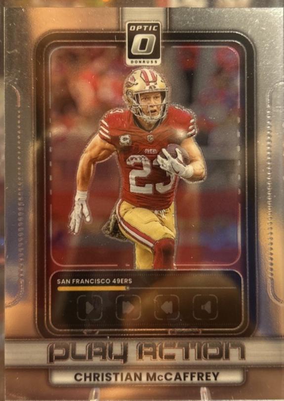 2025 Panini Donruss Optic Play Action Christian McCaffrey #20 card