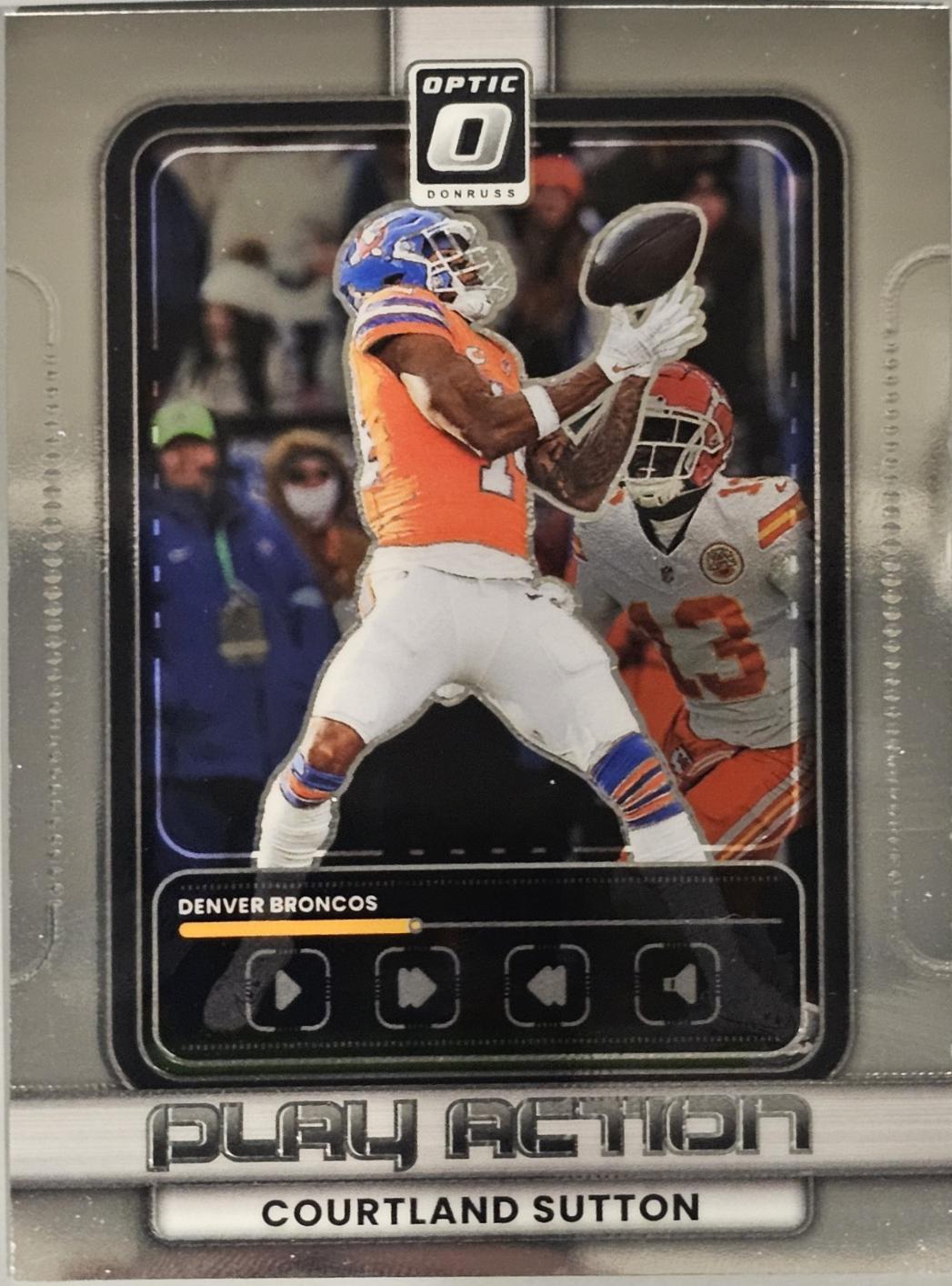 2025 Panini Donruss Optic Play Action Courtland Sutton #1 card