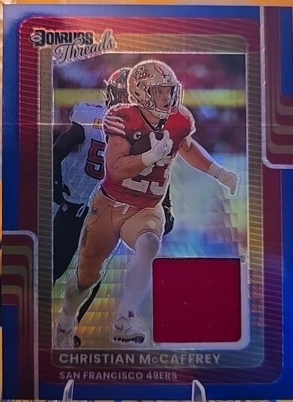2025 Panini Donruss Optic Threads Christian McCaffrey #DTBH-CMY card