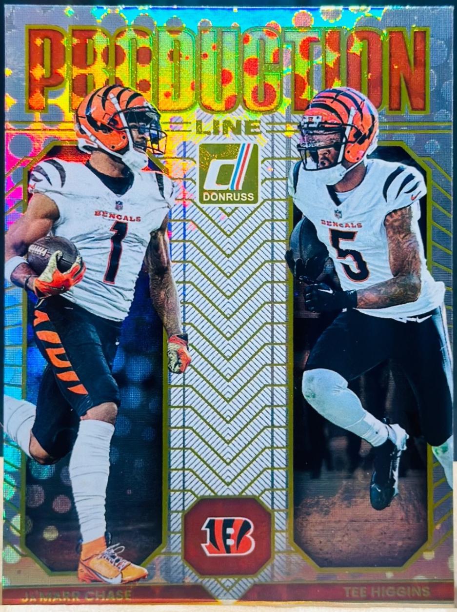 2025 Panini Donruss Production Line Ja'Marr Chase / Tee Higgins #10 card