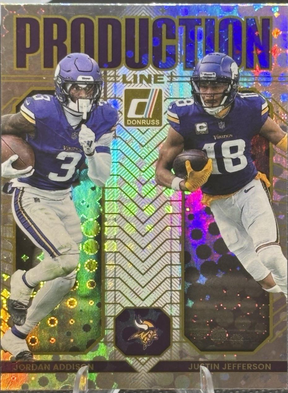 2025 Panini Donruss Production Line Jordan Addison / Justin Jefferson #4 card