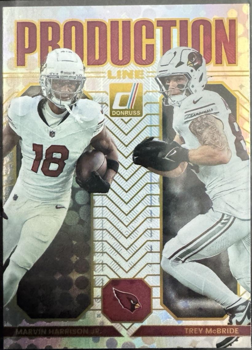 2025 Panini Donruss Production Line Marvin Harrison Jr. / Trey McBride #18 card