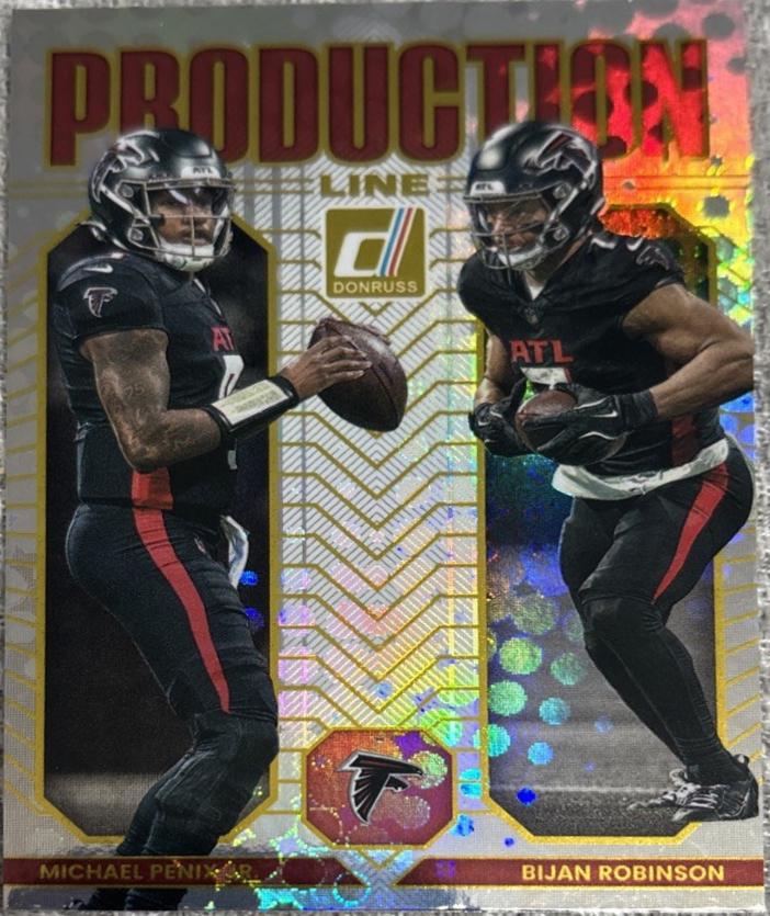 2025 Panini Donruss Production Line Michael Penix Jr. / Bijan Robinson #7 card