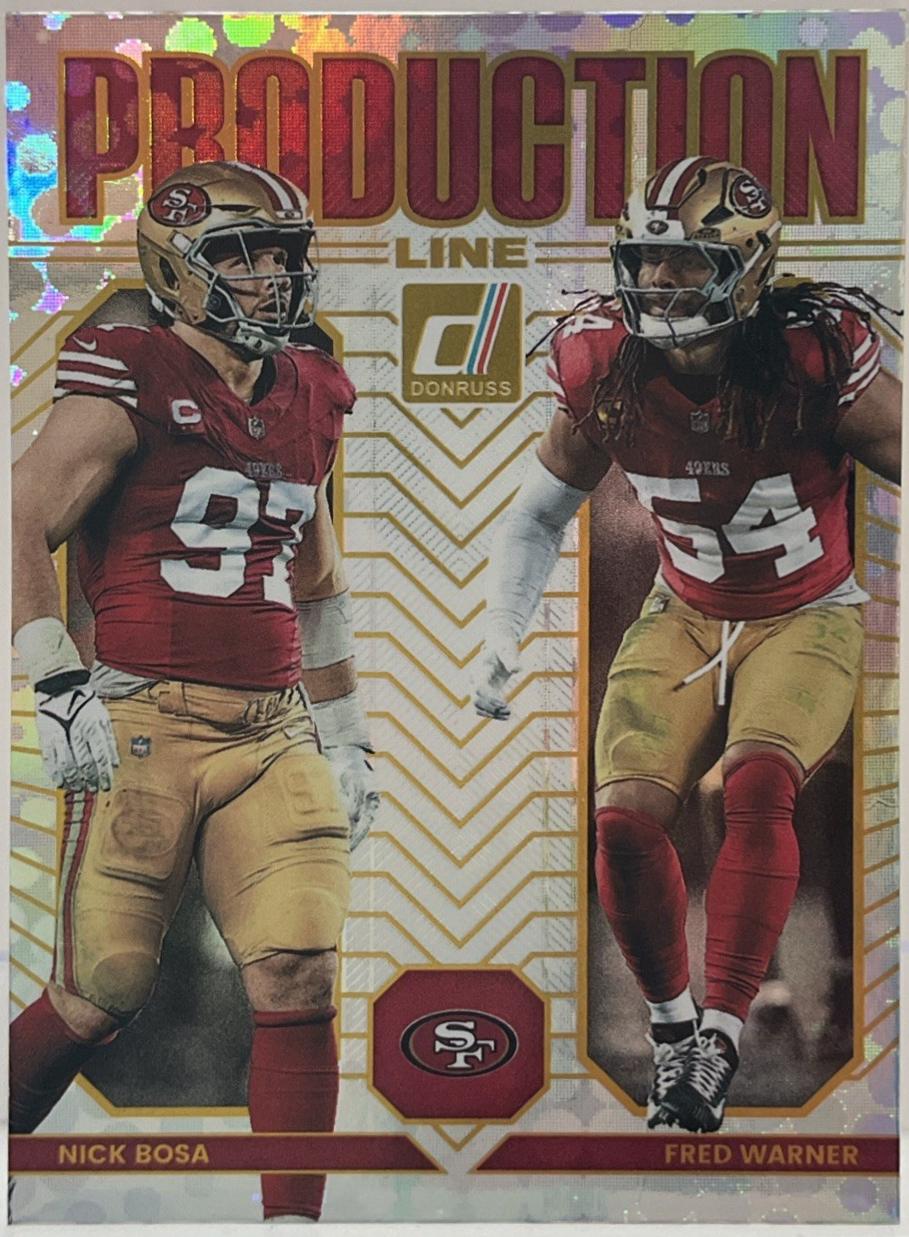 2025 Panini Donruss Production Line Nick Bosa / Fred Warner #12 card