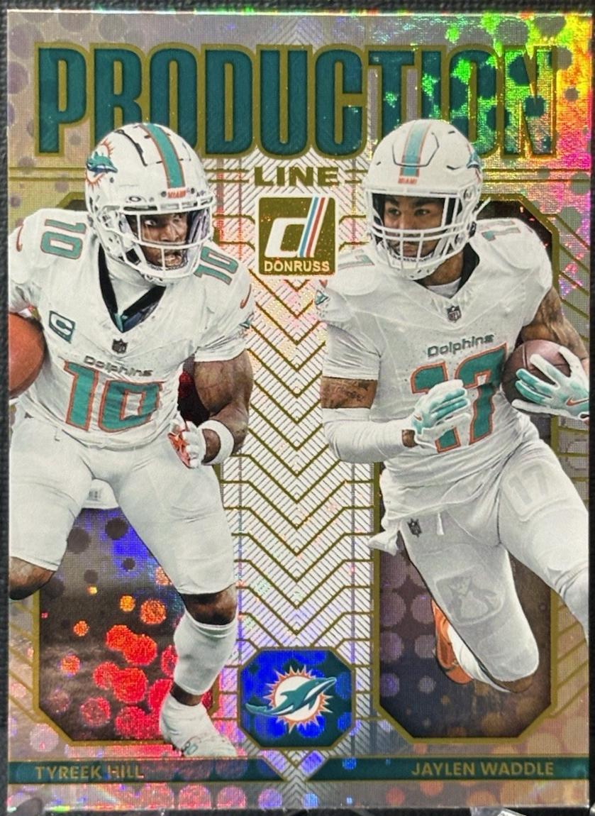 2025 Panini Donruss Production Line Tyreek Hill / Jaylen Waddle #19 card