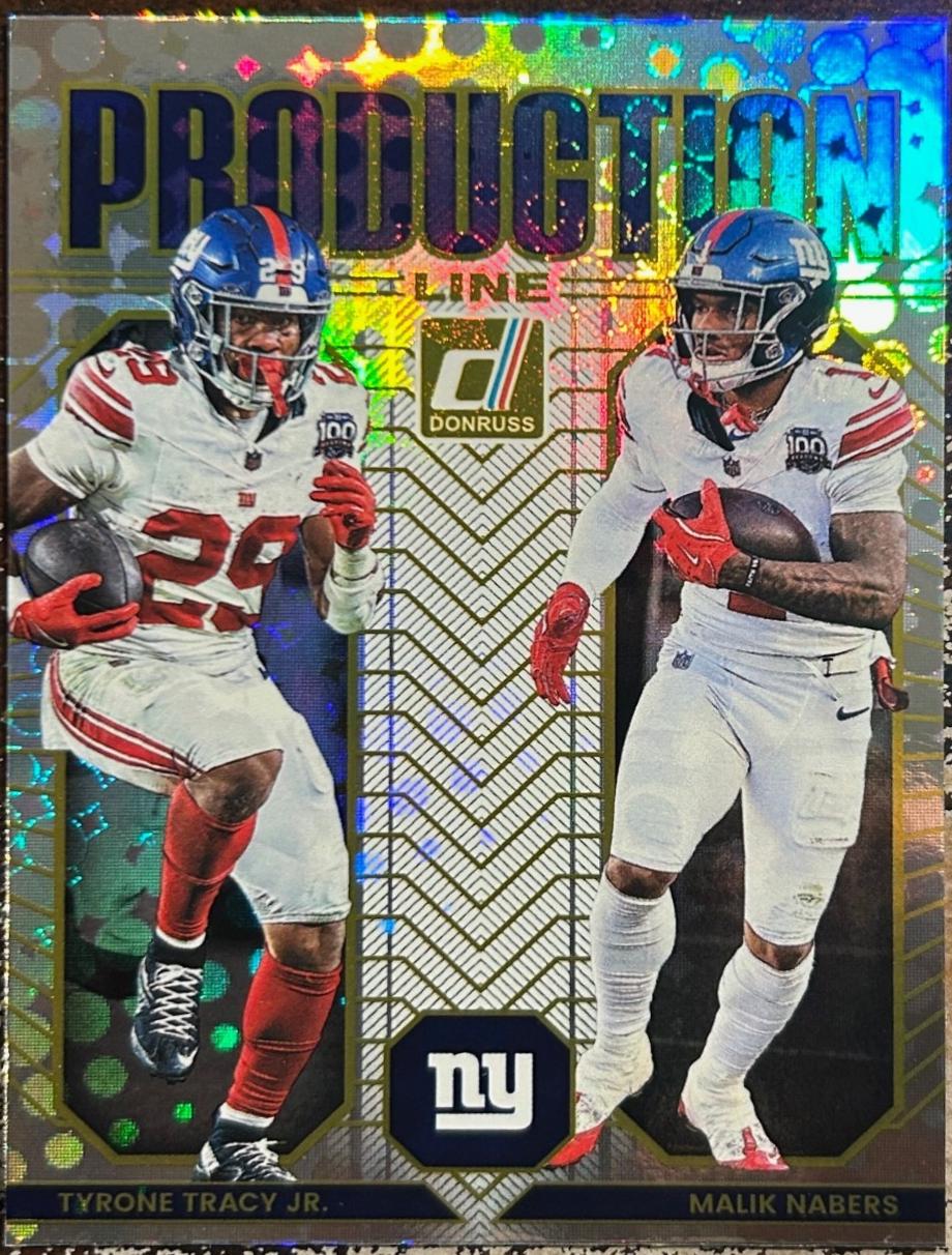 2025 Panini Donruss Production Line Tyrone Tracy Jr. / Malik Nabers #9 card