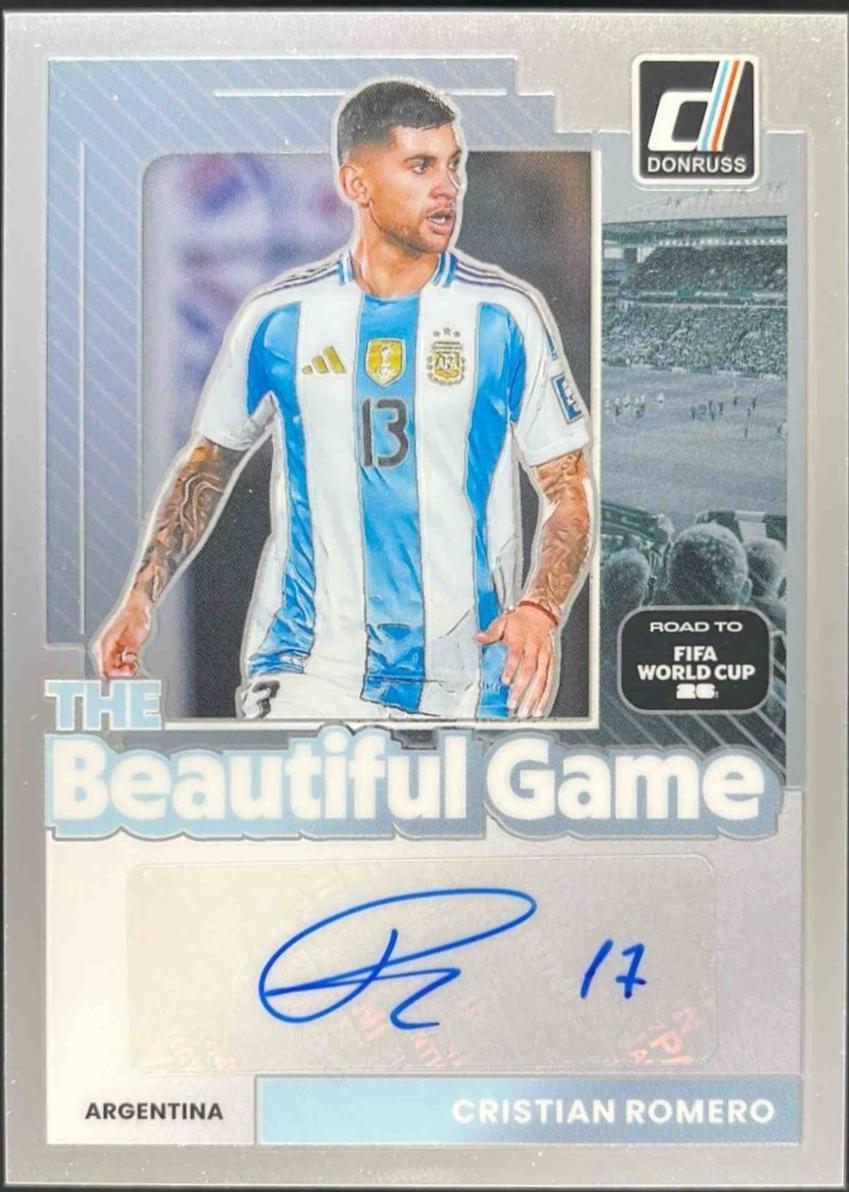 2025 Panini Donruss Road to FIFA Beautiful Game Autograph Cristian Romero #BG-CR card