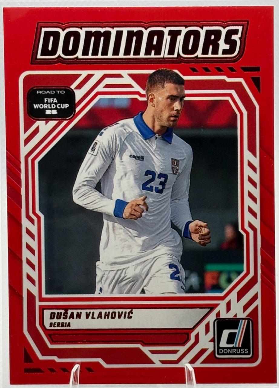 2025 Panini Donruss Road to FIFA Dominators Dusan Vlahovic [Red] #20 card