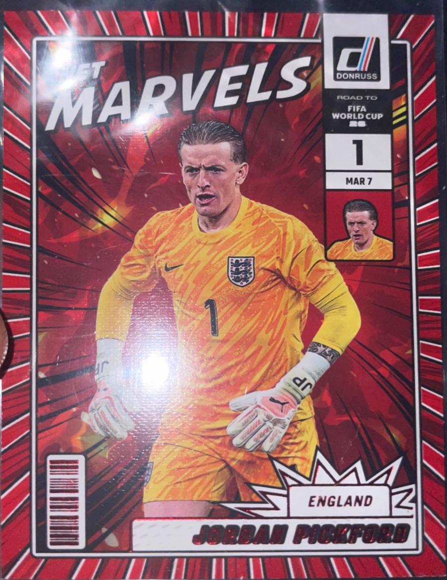 2025 Panini Donruss Road to FIFA Net Marvels Jordan Pickford [Red] #1 card