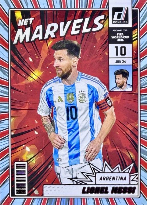 2025 Panini Donruss Road to FIFA Net Marvels Lionel Messi [Red] #21 card