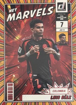 2025 Panini Donruss Road to FIFA Net Marvels Luis Diaz [Red] #4 card