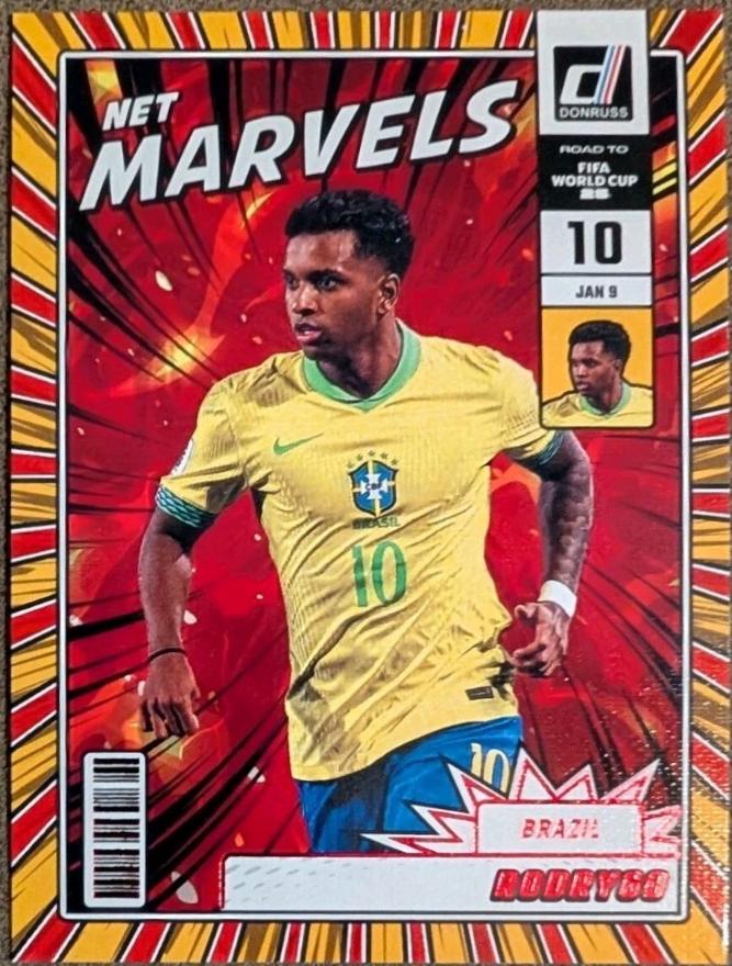 2025 Panini Donruss Road to FIFA Net Marvels Rodrygo [Red] #5 card