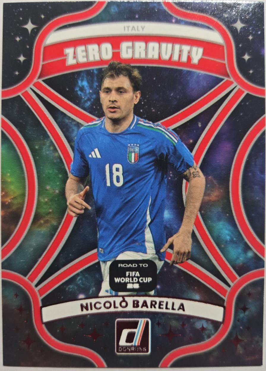 2025 Panini Donruss Road to FIFA Zero Gravity Nicolo Barella [Red] #19 card
