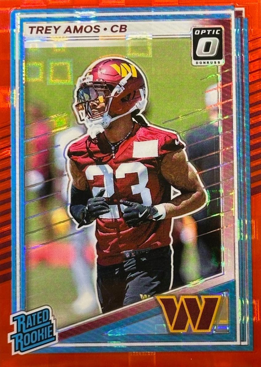 2025 Panini Donruss Trey Amos [Red Pandora Optic Preview] #369 card