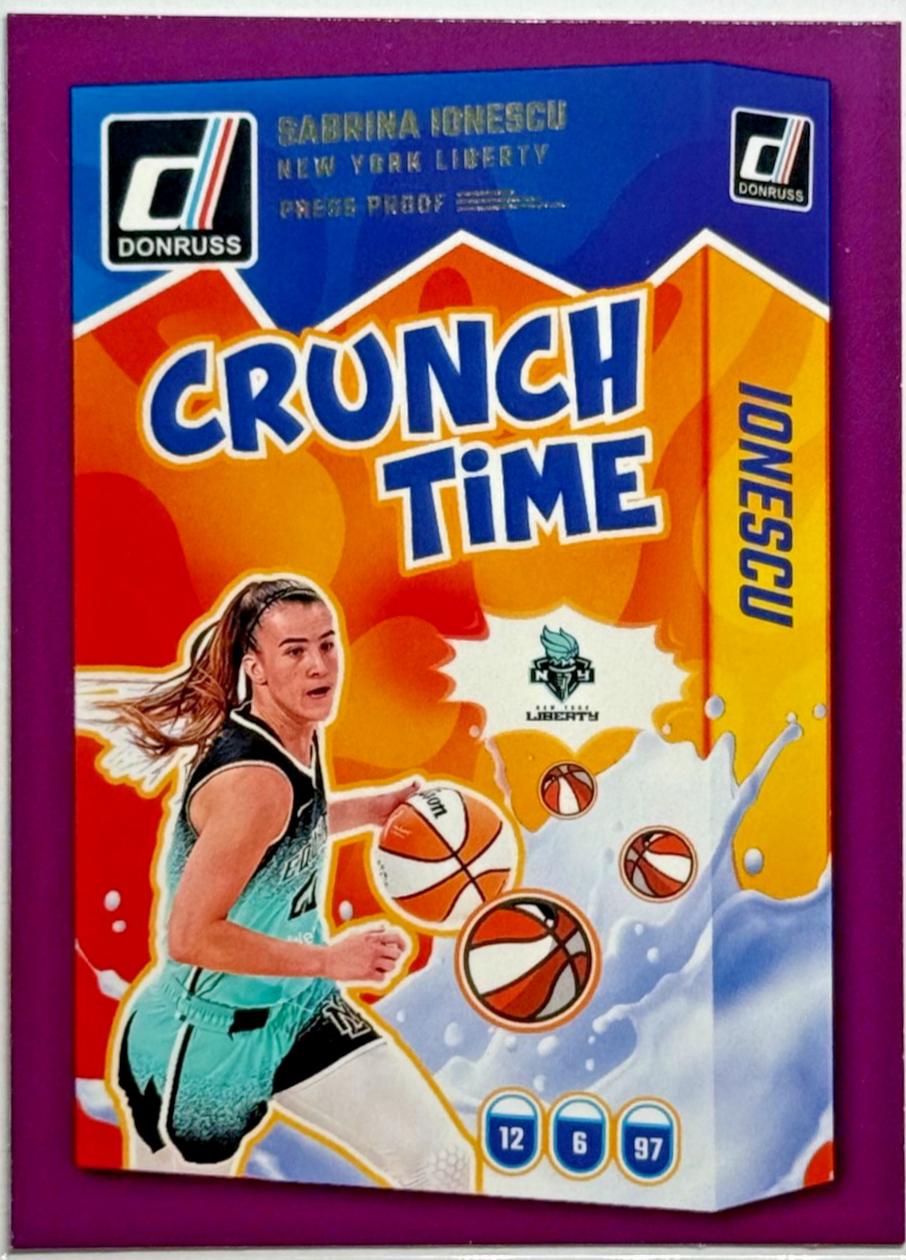 2025 Panini Donruss WNBA Crunch Time Sabrina Ionescu [Press Proof Purple] #9 card