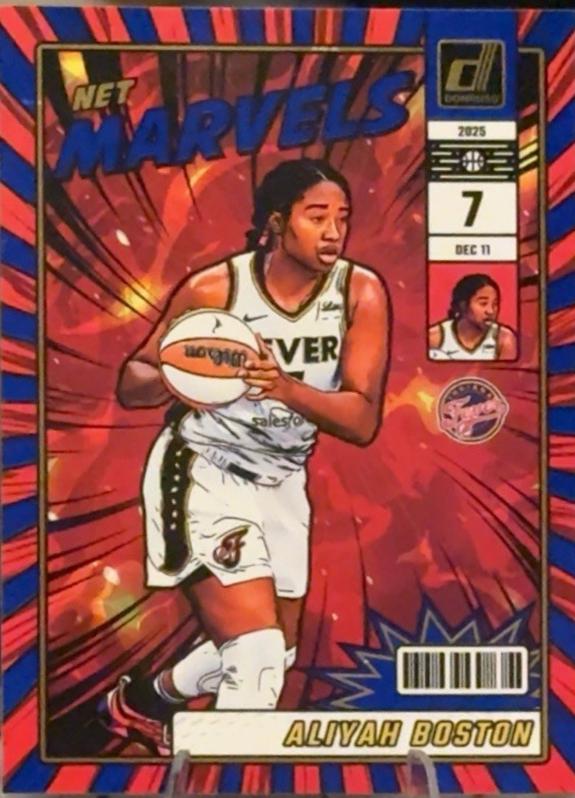 2025 Panini Donruss WNBA Net Marvels Aliyah Boston [Press Proof Blue] #10 card