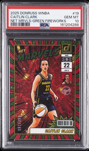 2025 Panini Donruss WNBA Net Marvels Caitlin Clark [Green Fireworks] #19 card
