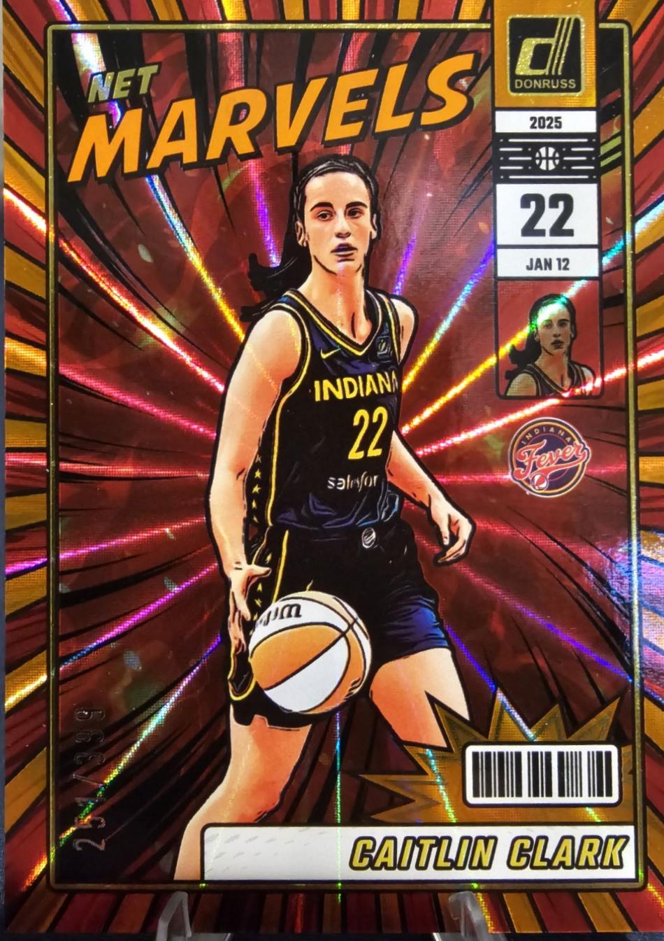 2025 Panini Donruss WNBA Net Marvels Caitlin Clark [Orange Laser] #19 card