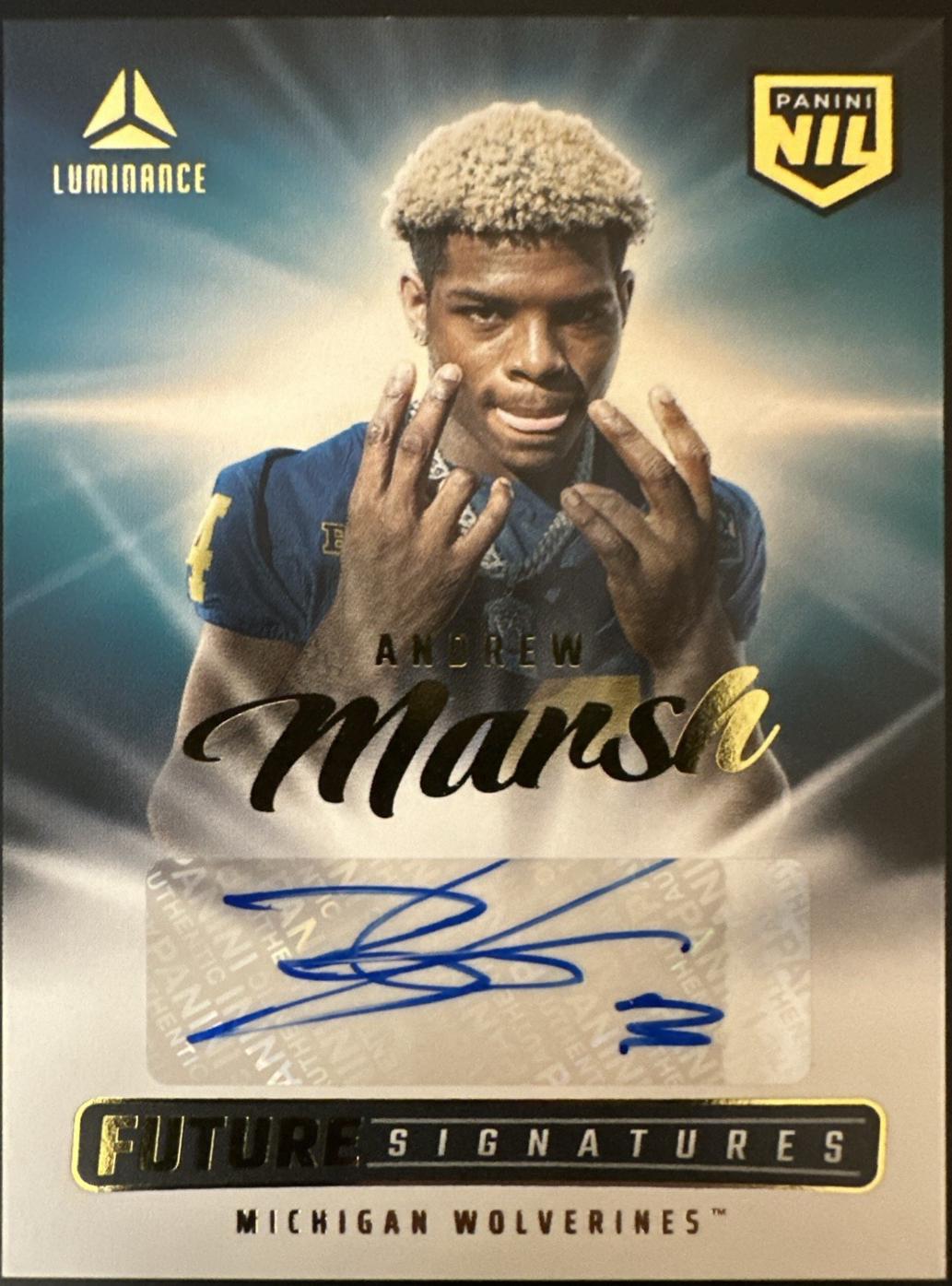 2025 Panini Luminance Future Signatures NIL Andrew Marsh #1 card