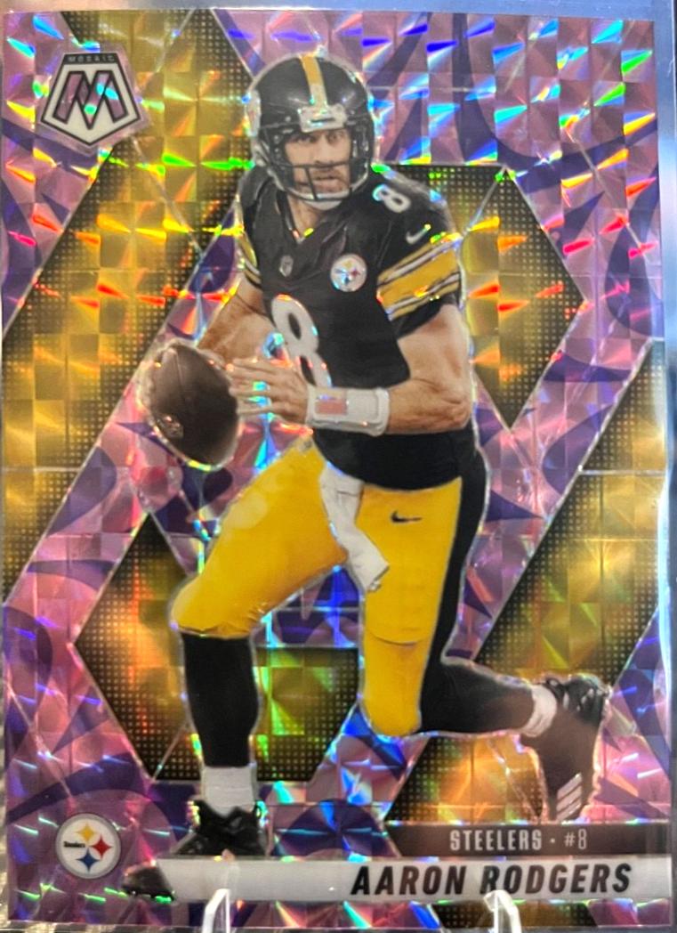 2025 Panini Mosaic Aaron Rodgers [Reactive Purple] #243 card