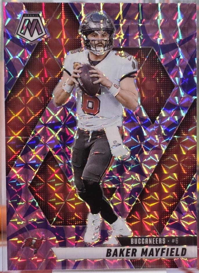 2025 Panini Mosaic Baker Mayfield [Reactive Purple] #82 card