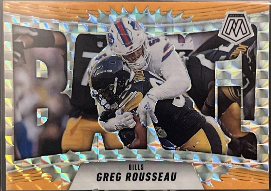2025 Panini Mosaic Bang Greg Rousseau [Mosaic Orange Fluorescent] #14 card