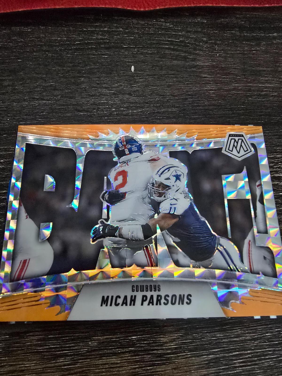 2025 Panini Mosaic Bang Micah Parsons [Mosaic Orange Fluorescent] #6 card