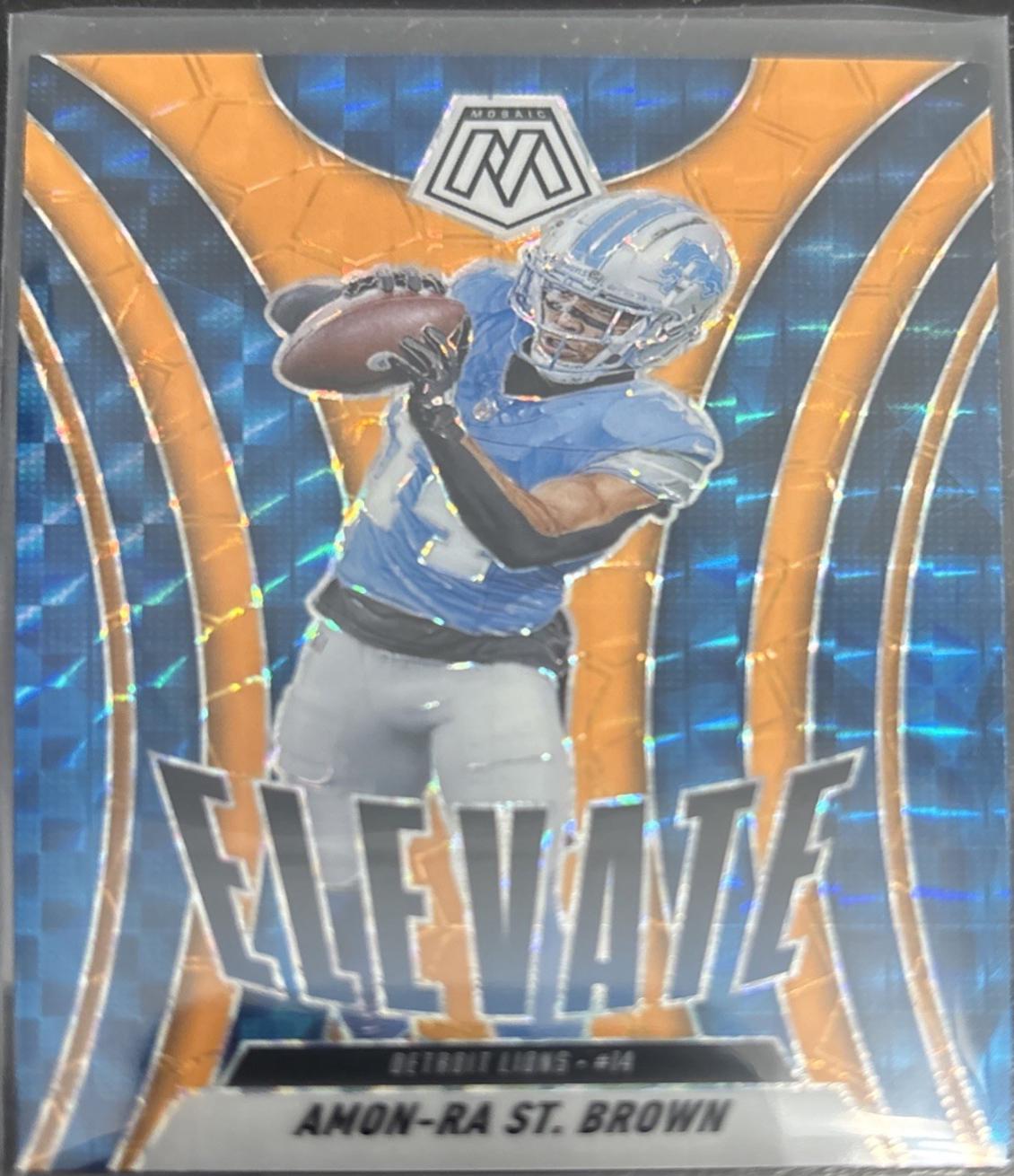 2025 Panini Mosaic Elevate Amon-Ra St. Brown [Mosaic Orange Fluorescent] #15 card