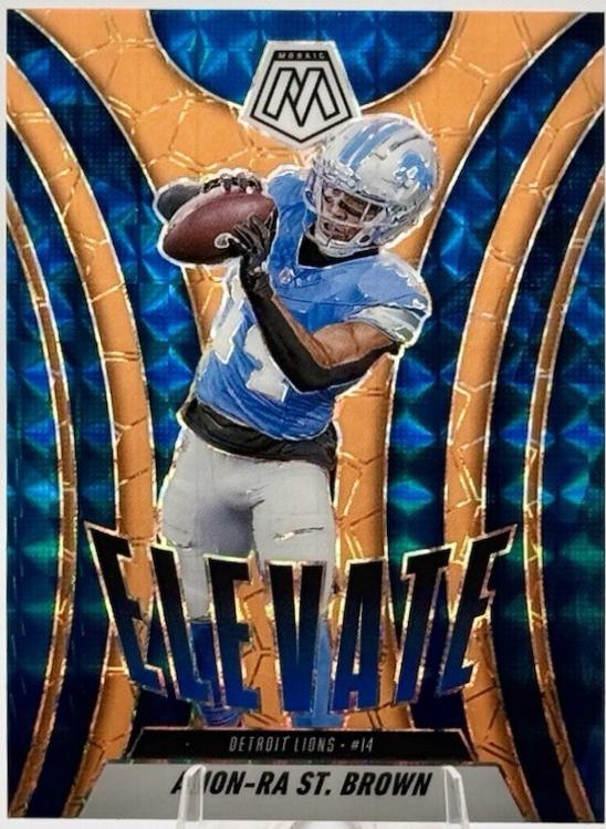2025 Panini Mosaic Elevate Amon-Ra St. Brown [Mosaic Reactive Blue] #15 card