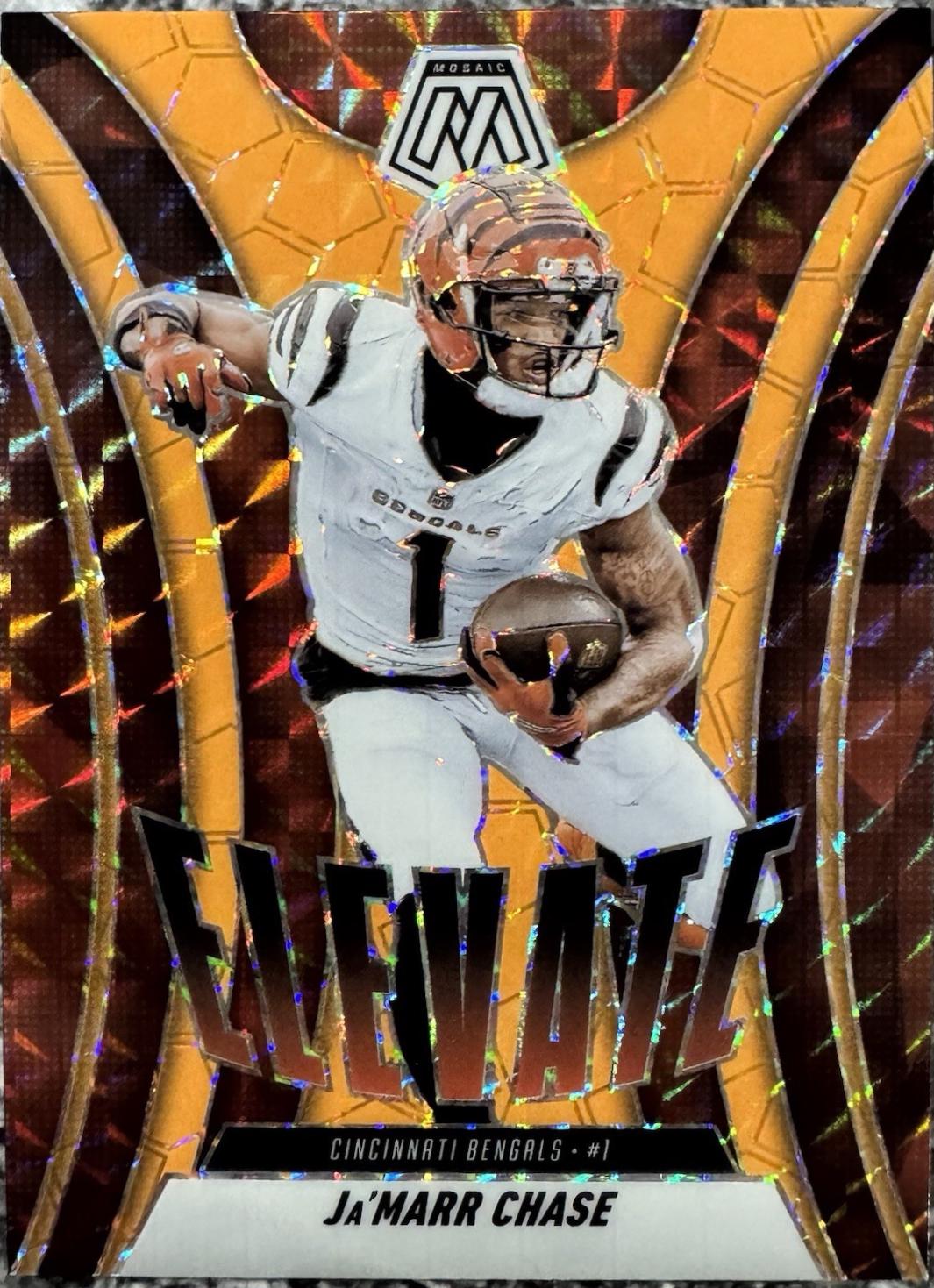 2025 Panini Mosaic Elevate Ja'Marr Chase [Mosaic Orange Fluorescent] #14 card