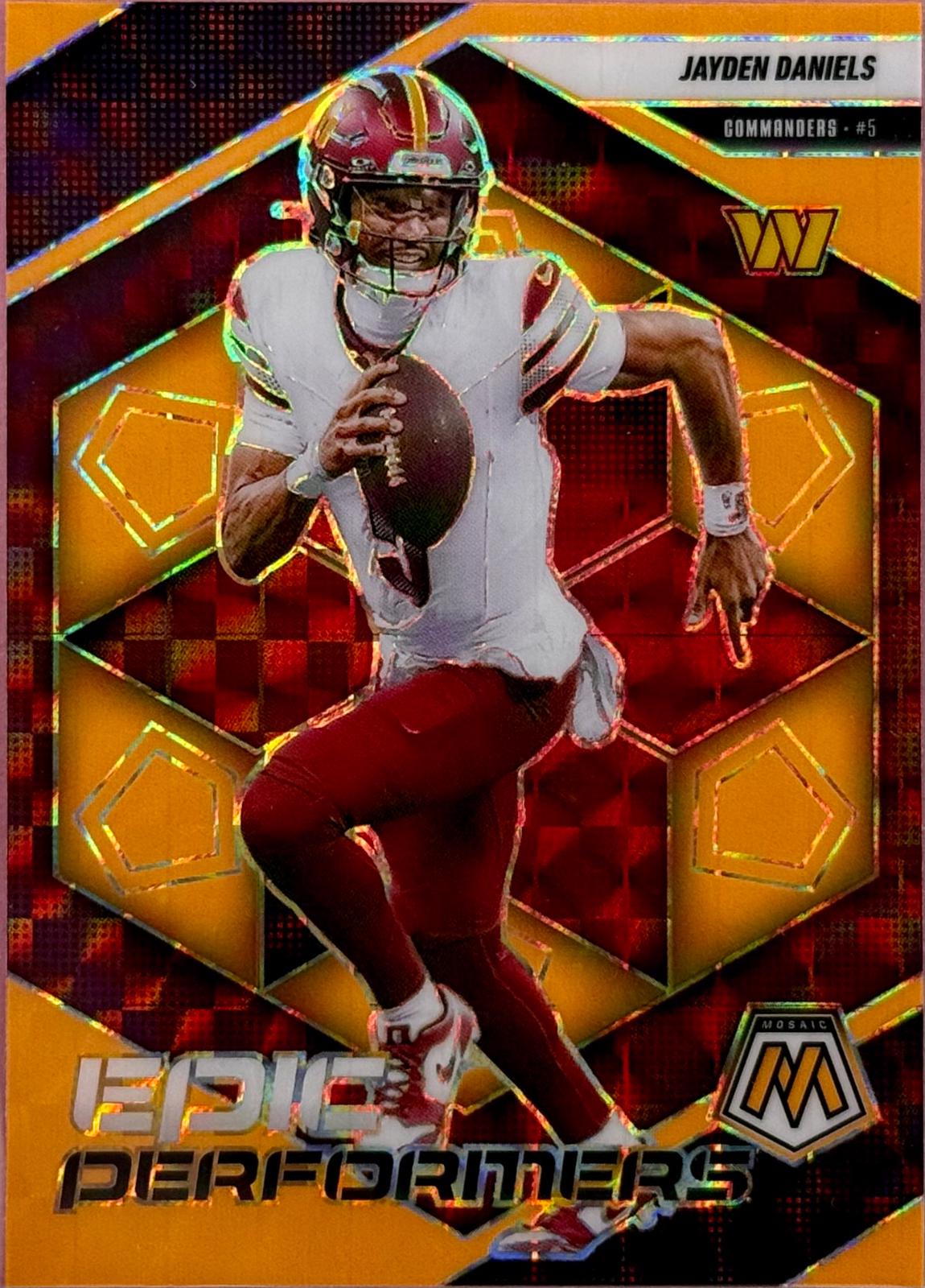 2025 Panini Mosaic Epic Performers Jayden Daniels [Mosaic Orange Fluorescent] #20 card