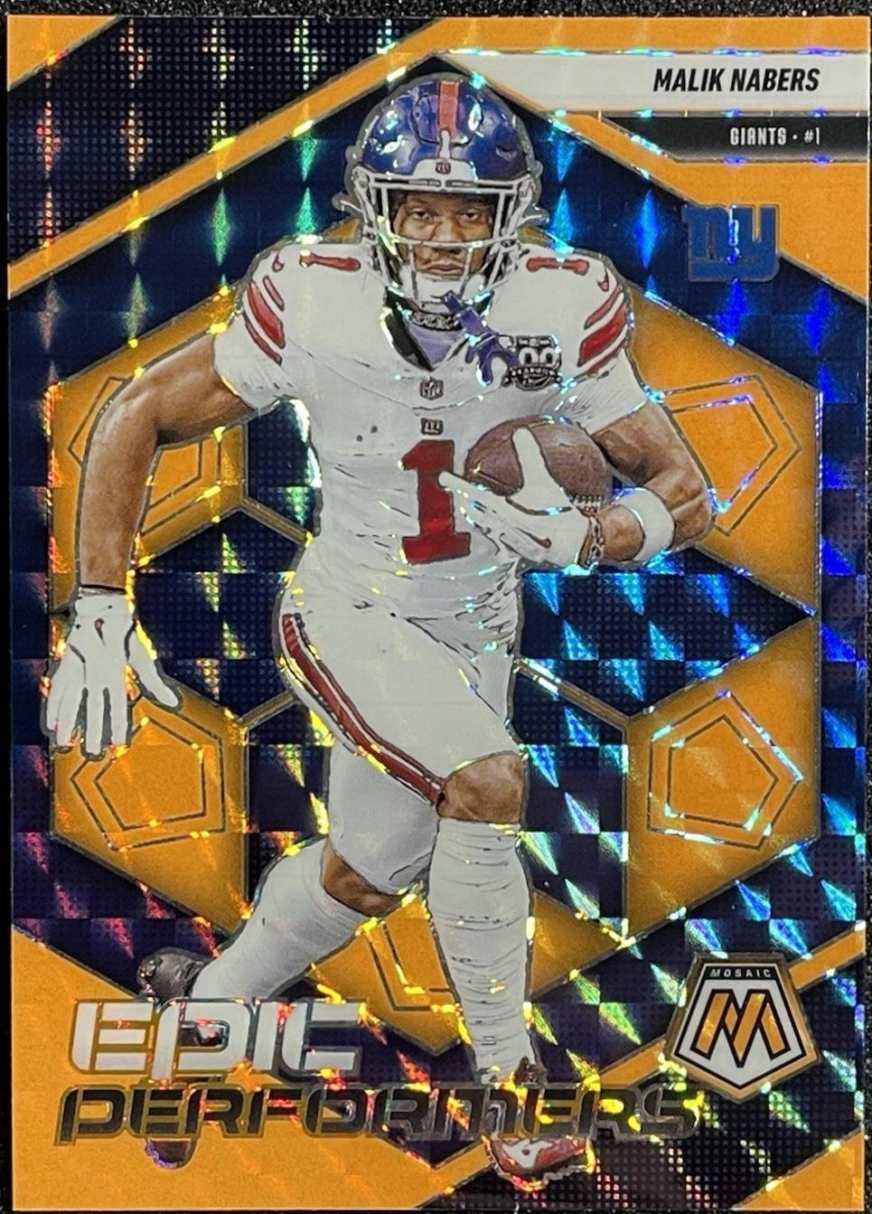 2025 Panini Mosaic Epic Performers Malik Nabers [Mosaic Orange Fluorescent] #11 card