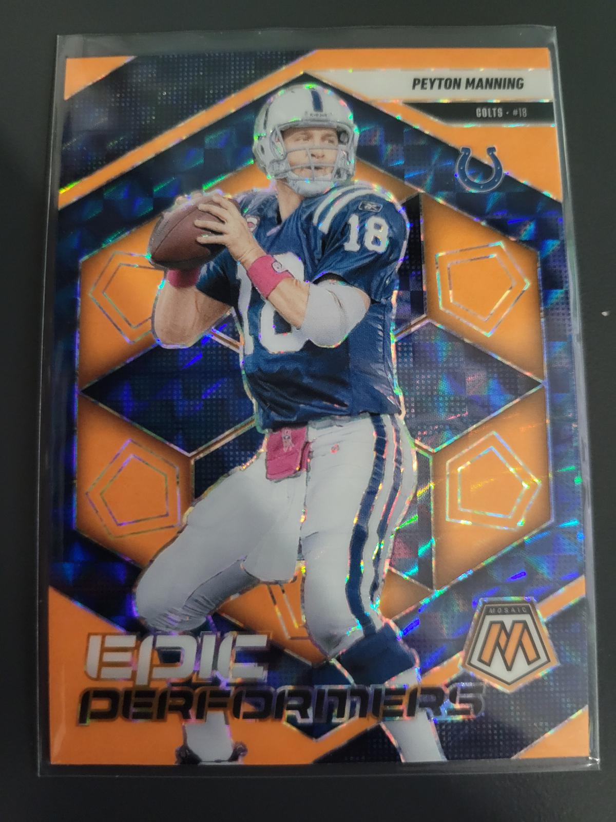 2025 Panini Mosaic Epic Performers Peyton Manning [Mosaic Orange Fluorescent] #15 card