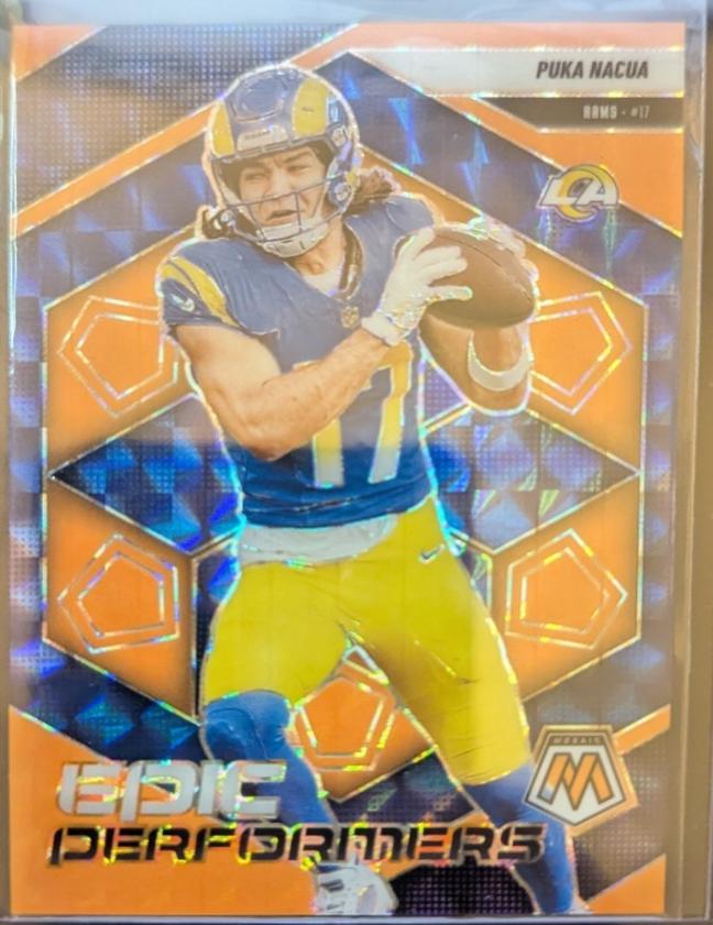 2025 Panini Mosaic Epic Performers Puka Nacua [Mosaic Orange Fluorescent] #7 card