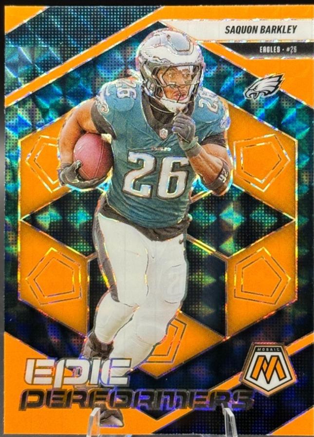 2025 Panini Mosaic Epic Performers Saquon Barkley [Mosaic Orange Fluorescent] #2 card