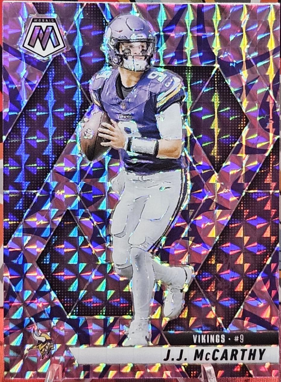 2025 Panini Mosaic J.J. McCarthy [Reactive Purple] #195 card