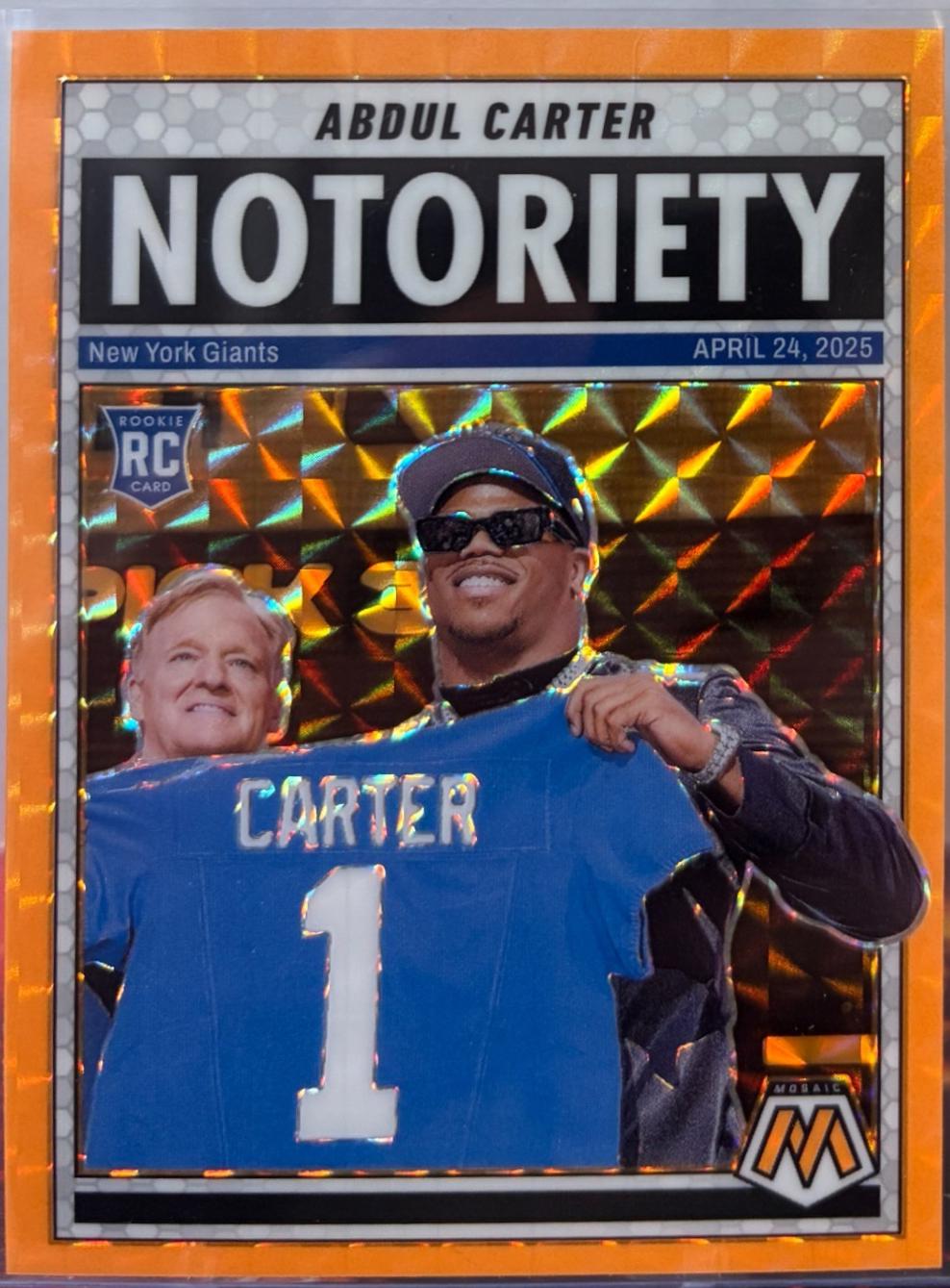 2025 Panini Mosaic Notoriety Abdul Carter [Mosaic Orange Fluorescent] #14 card